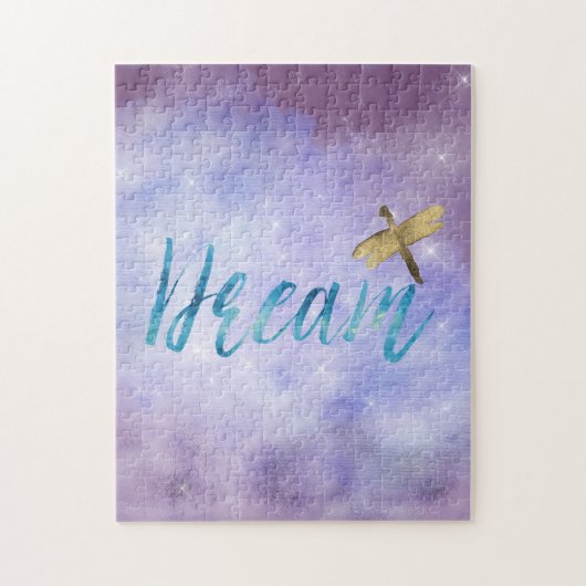 Puzzle Libellule dorée Purple Aqua Dream (Vertical)