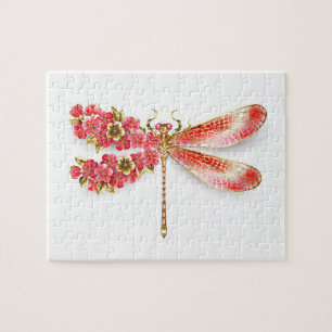 Puzzle Libellule fleur avec sakura bijou