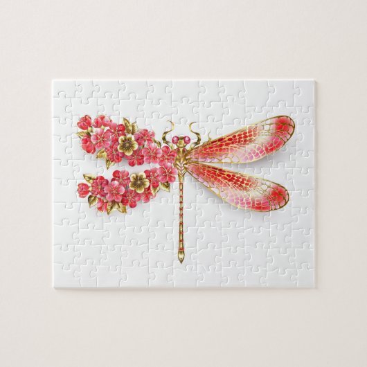 Puzzle Libellule fleur avec sakura bijou (Horizontal)