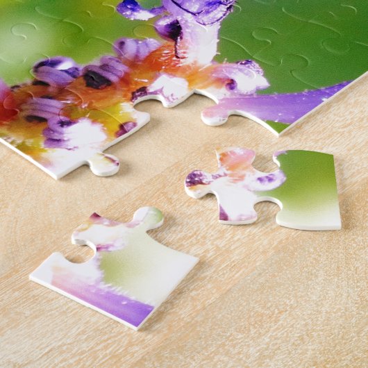 Puzzle libellule turquoise et violette (Côté)