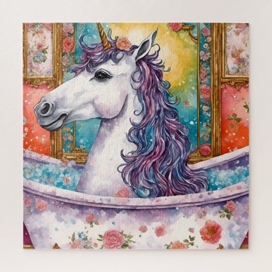 Puzzle Licorne adorable dans le bain (Vertical)