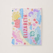 Puzzle Licorne Arc-en-Ciel Nom Personnalisé Enfants  (Vertical)