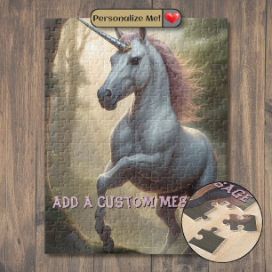 Puzzle Licorne blanche personnalisée en forêt