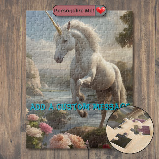 Puzzle Licorne Blanche Personnalisée Fleur Stream