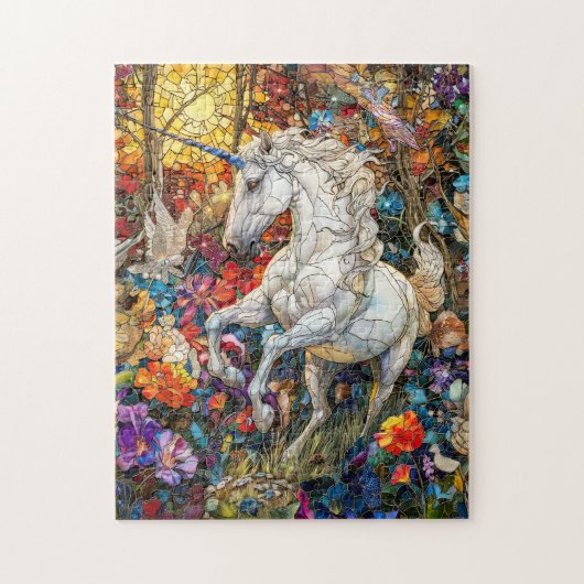 Puzzle Licorne dans un jardin fleuri (Vertical)