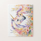 Puzzle Licorne et bébé tendre aquarelle boho dans les fle (Vertical)