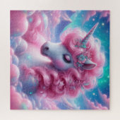 Puzzle licorne rose et bleue mignonne (Horizontal)
