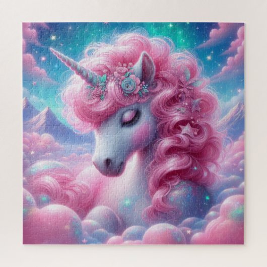 Puzzle licorne rose et bleue mignonne (Vertical)