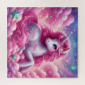 Puzzle licorne rose et bleue mignonne (Horizontal)