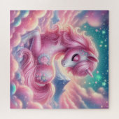 Puzzle licorne rose et bleue mignonne (Horizontal)