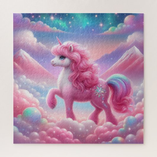 Puzzle licorne rose et bleue mignonne (Vertical)