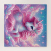 Puzzle licorne rose et bleue mignonne (Horizontal)