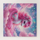 Puzzle licorne rose et bleue mignonne (Horizontal)