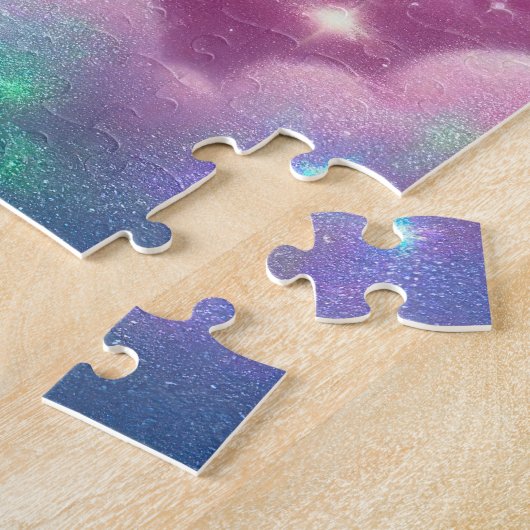 Puzzle licorne rose et bleue mignonne (Côté)