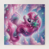 Puzzle licorne rose et bleue mignonne (Horizontal)