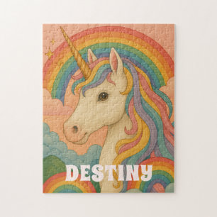 Puzzle Licorne Vintage avec Nuages Pastel Arc-en-c