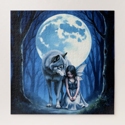 Puzzle Lien au Clair de Lune – Le Loup et la Fée Gothique (Vertical)