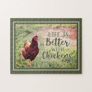 Puzzle Life est Better avec Chickens   Rooster Typografy