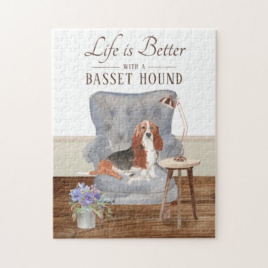 Puzzle Life Is With A Basset Hound (Vertical)