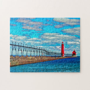 Puzzle Lighthouse Grand Haven Pier Michigan.