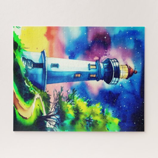 Puzzle Lighthouse Under a Starry Sky (Horizontal)