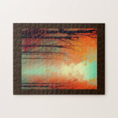 Puzzle Ligne de feuillage d'automne entre feuilles orange (Horizontal)