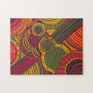 Puzzle Lignes Abstraites colorées Rose violet jaune ver