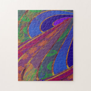 Puzzle Lignes courbes soyeuses Abstraites en couleurs arc
