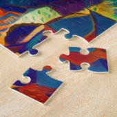 Puzzle Lignes Florales rouges bleues modernes Peinture d' (Côté)