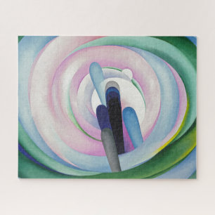Puzzle Lignes grises avec noir, bleu et jaune   O'Keeffe 