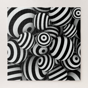 Puzzle Lignes noires de boules blanches 3D