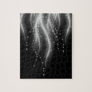 Puzzle Lignes scintillantes onduleuses blanches noires