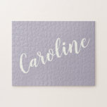 Puzzle Lilac Minimalist Calligraphy Nom personnalisé<br><div class="desc">Dusty Lilac minimaliste calligraphie Nom personnalisé Puzzle</div>
