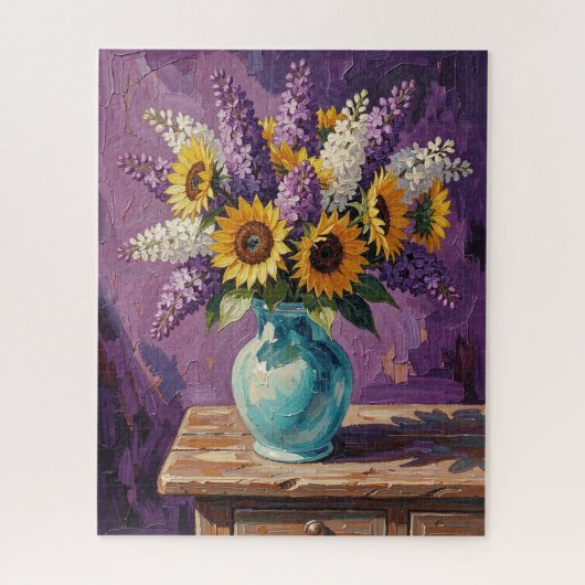 Puzzle Lilas et Tournesols | Conception Botanique (Vertical)