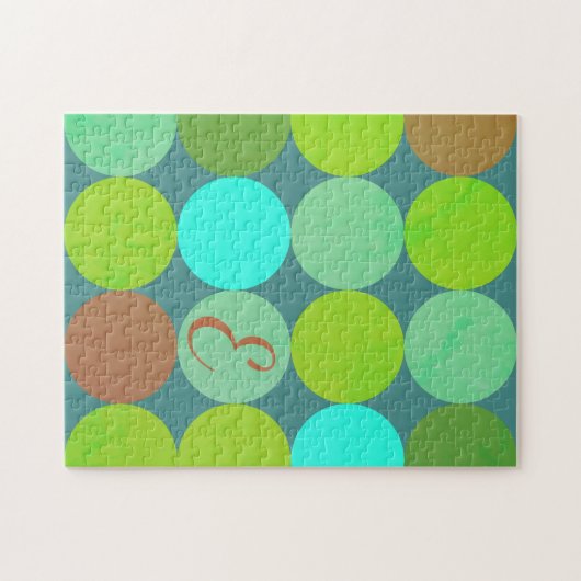 Puzzle Lime Vert Turquoise Turquoise & Rust Cercles Monog (Horizontal)