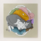 Puzzle Linge Cheveux de Chat Gris Blanc (Horizontal)
