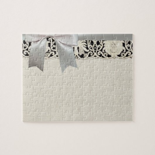 Puzzle Linge de dentelle mariage blanc classique jolie (Horizontal)