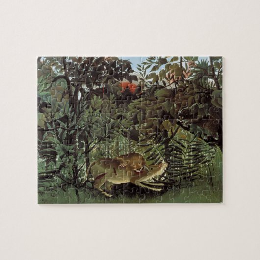 Puzzle Lion affamé par Henri Rousseau, animal sauvage Vin (Horizontal)