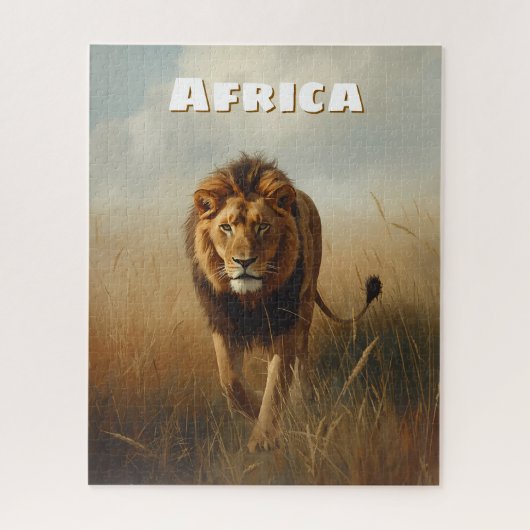 Puzzle Lion africain rétro Scénique (Vertical)