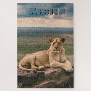 Puzzle Lion Africain Rétro Scénique