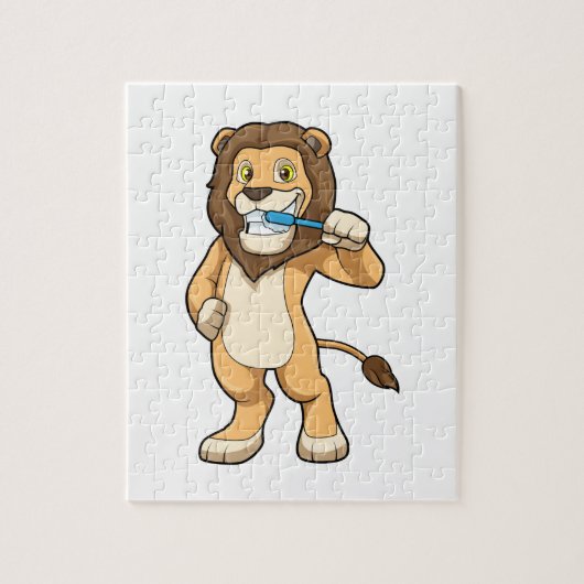 Puzzle Lion avec brosse à dents (Vertical)