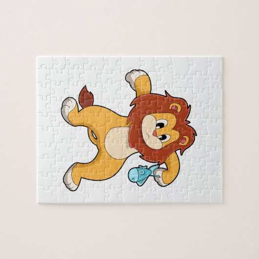 Puzzle Lion avec poisson (Horizontal)