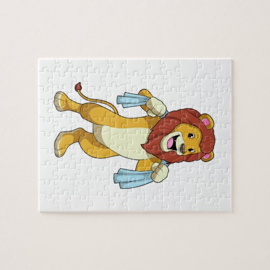 Puzzle Lion avec serviette pour douche (Horizontal)