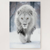 Puzzle Lion blanc majestueux en hiver Wonderland Design (Vertical)