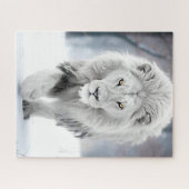 Puzzle Lion blanc majestueux en hiver Wonderland Design (Horizontal)