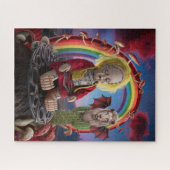 Puzzle Lion cactus de poupée hantée arc-en-ciel IA généré (Horizontal)