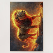 Puzzle Lion de flammes brûlant volcan feu imaginaire art (Vertical)