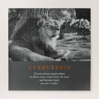 Puzzle Lion de leadership motivationnel tendance noir et