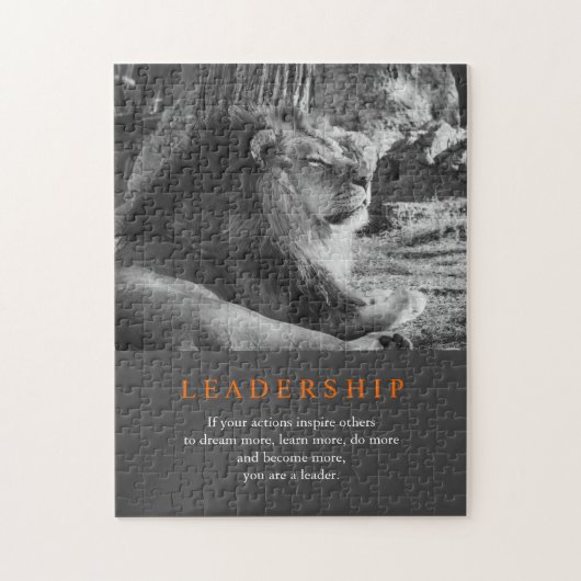 Puzzle Lion de leadership motivationnel tendance noir et  (Vertical)