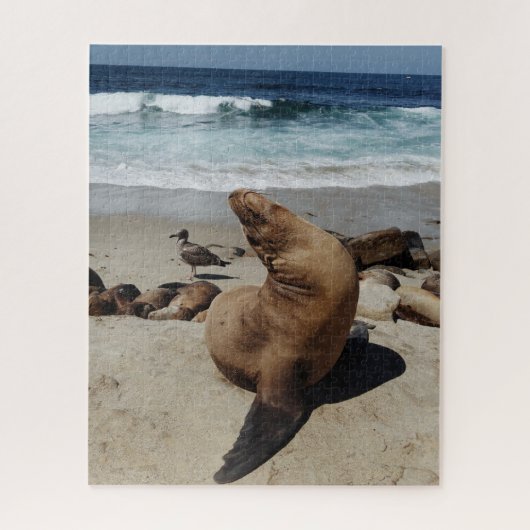Puzzle Lion de mer Brown sur une plage (Vertical)